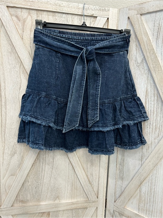 Pilcro Dresses & Skirts - Anthropologie Pilcro Dark Blue Denim Tiered Skirt with Tie Waist
